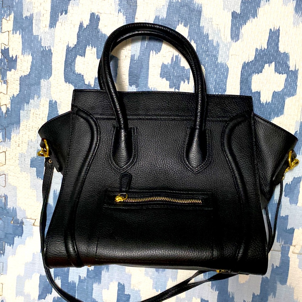Luggage Tote, rich black leather